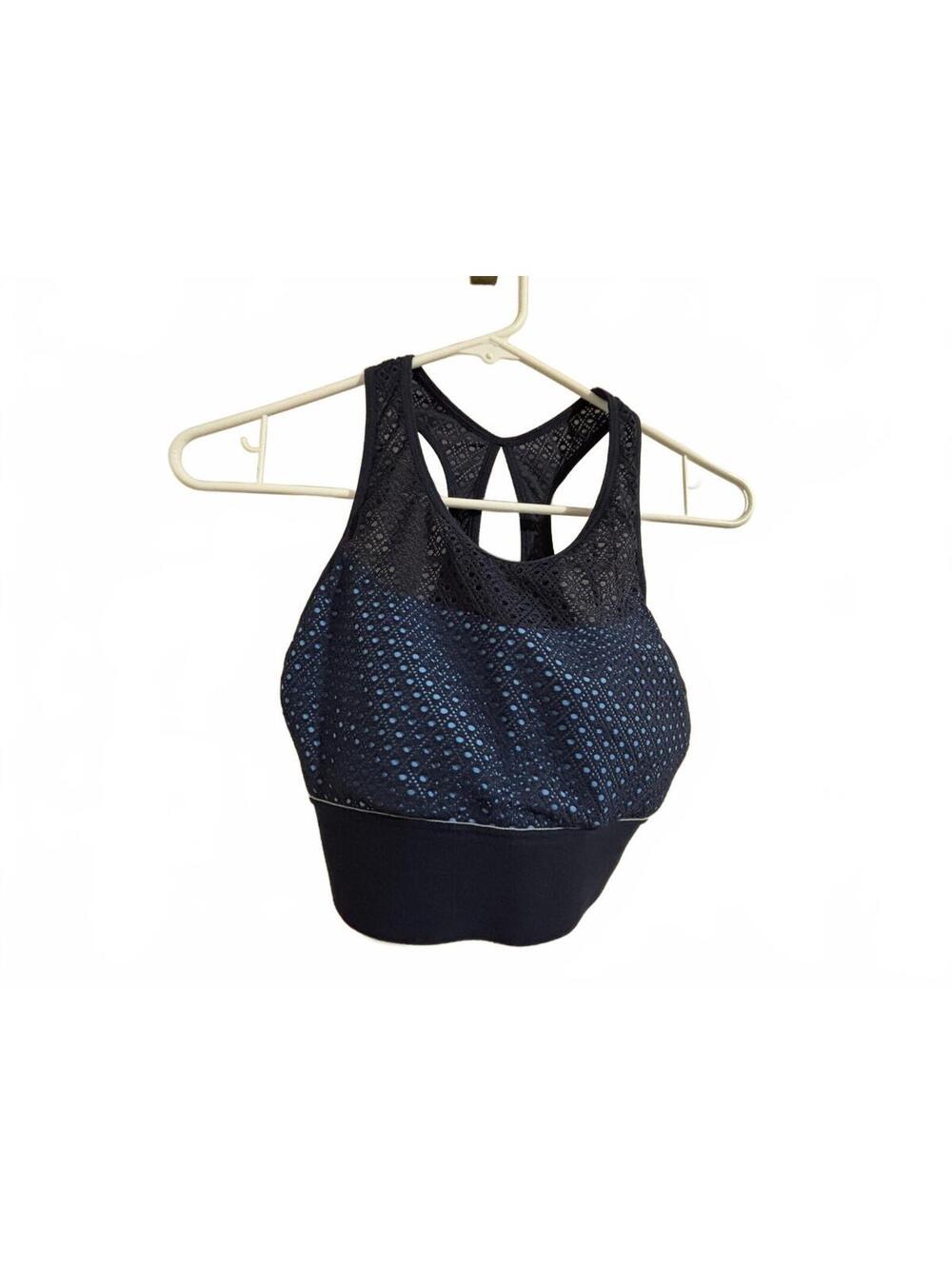 Champion C9 Women's Navy Blue Lace Crochet Racerback Sports Bra Size M